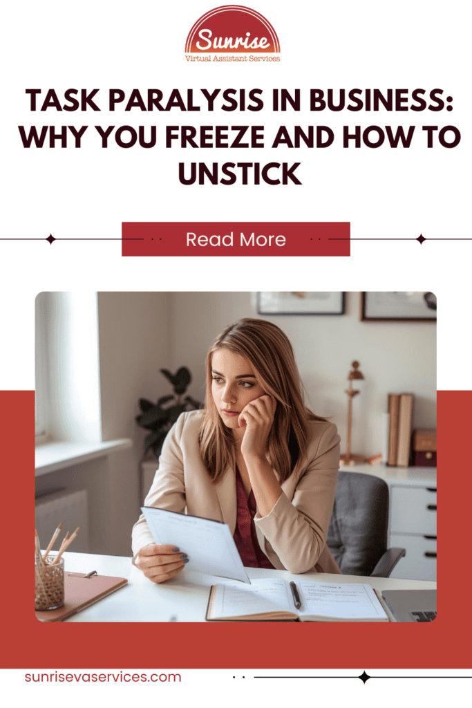 Task Paralysis in Business is not laziness. Learn about freeze and how to unstick yourself with practical, supportive strategies.
