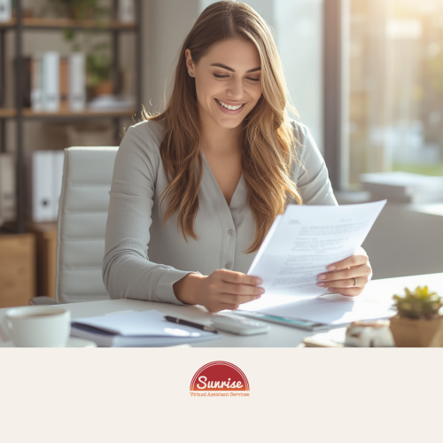 Female entrepreneur looking at paperwork